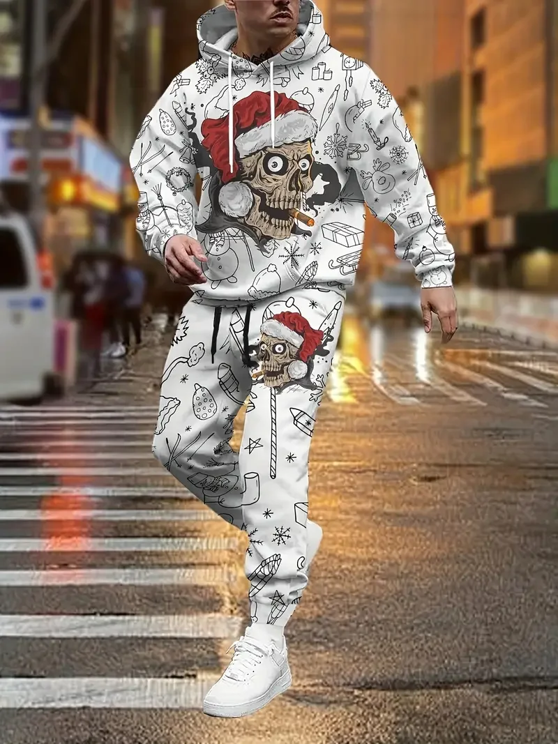 Christmas Hoodies Pants 2pcs Sets 3D Print Adult Kid Two Pieces Tracksuit New Year Party Couple Xmas Gift Jogging Suits 2