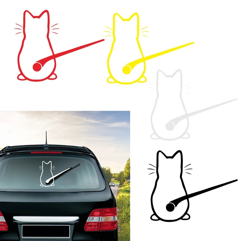 

Наклейка на заднее стекло стеклоочистителя, наклейка на заднее стекло с изображением кошки, 3d Забавный виниловый бампер для вечерние, водонепроницаемая наклейка на лобовое стекло R2LC