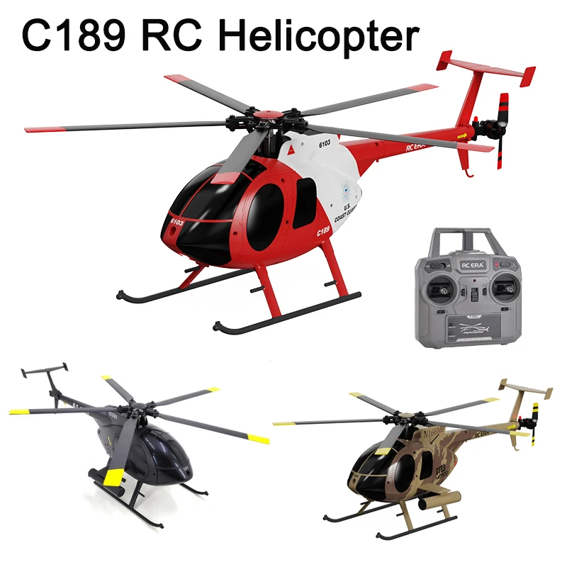 

1:28 C189 RC Helicopter MD500 Brushless Motor Dual-motor Remote Control Model 6-Axis Gyro Aircraft Toy One-click Takeoff/landing