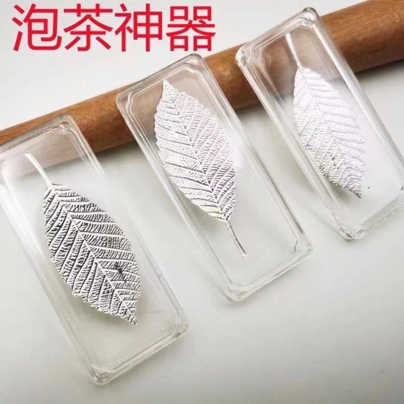 Muy Bien 1pcs Sterling Silver 999 Leaves Tea Brewing Artifact Softening Water Quality Reusable Tearoom Tea Set Accessories Gifts