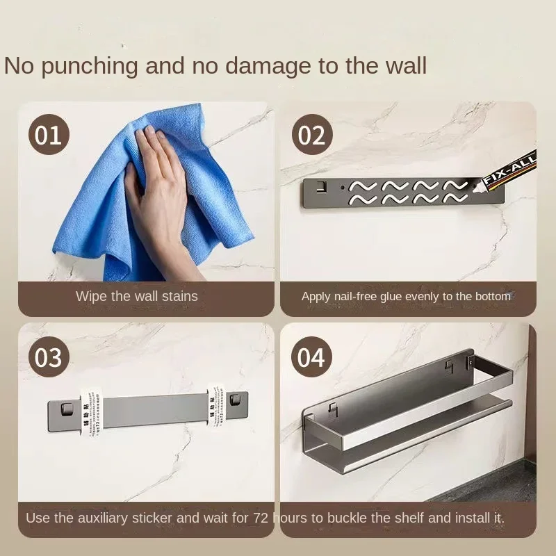 Gun gray kitchen storage rack seasoning rack free storage can wall mounted multifunctional seasoning rack 4