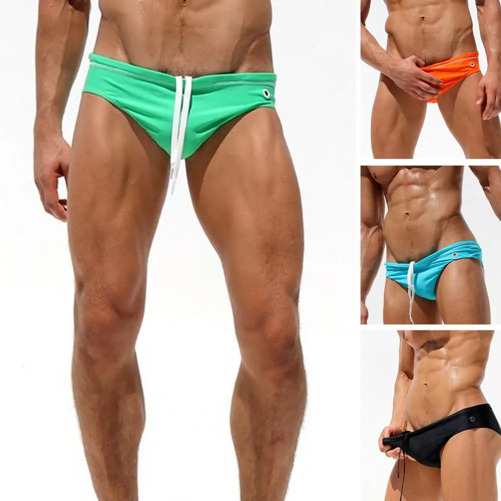 Swimming Trunks Bandage Men Trunks Lace-up Close Fit Swim Briefs