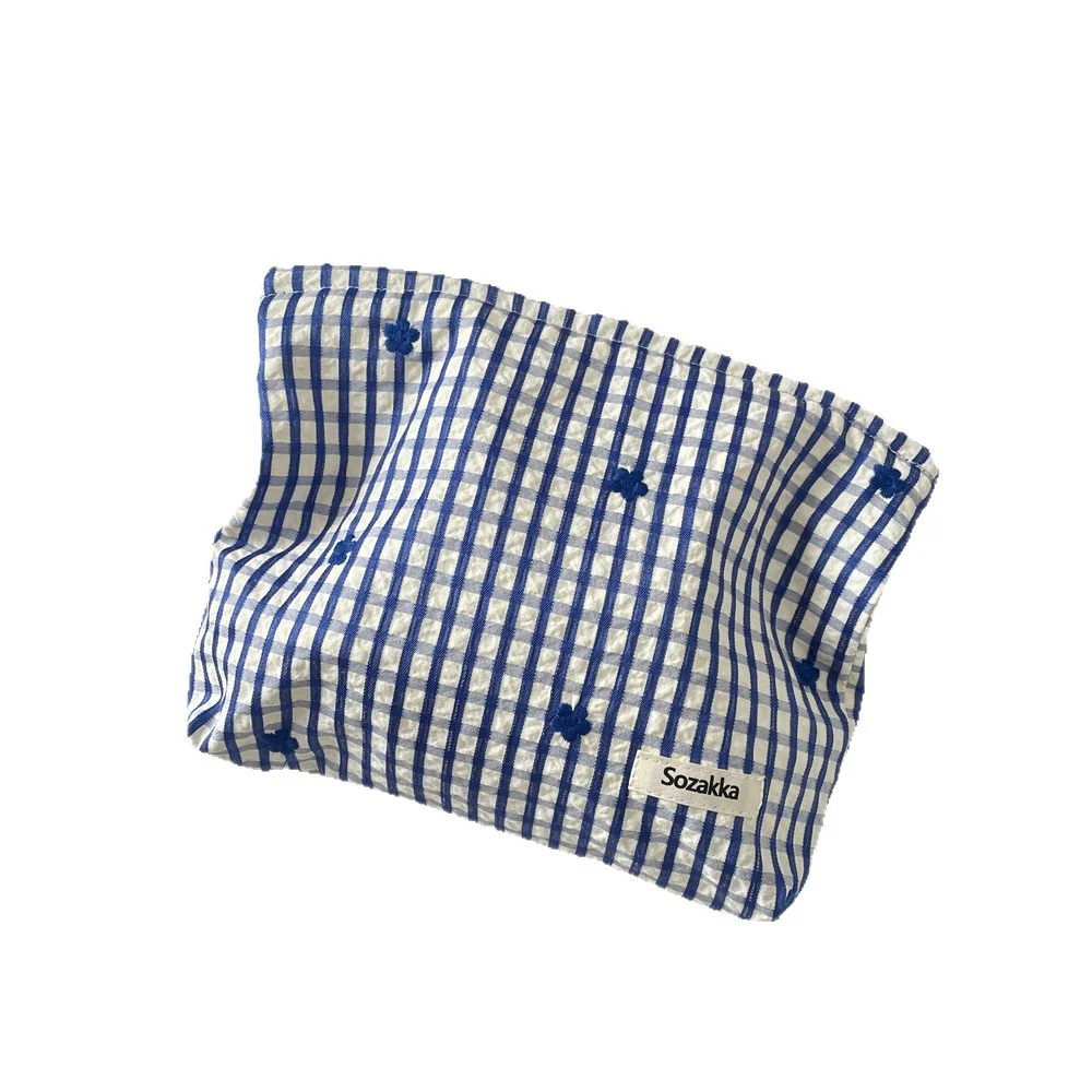 New Blue Color Mommy Bag Bowknot Embroidery Makeup Bag Zipper Baby Diaper Bag Nappy Pouch Travel Toiletry Storage Bags