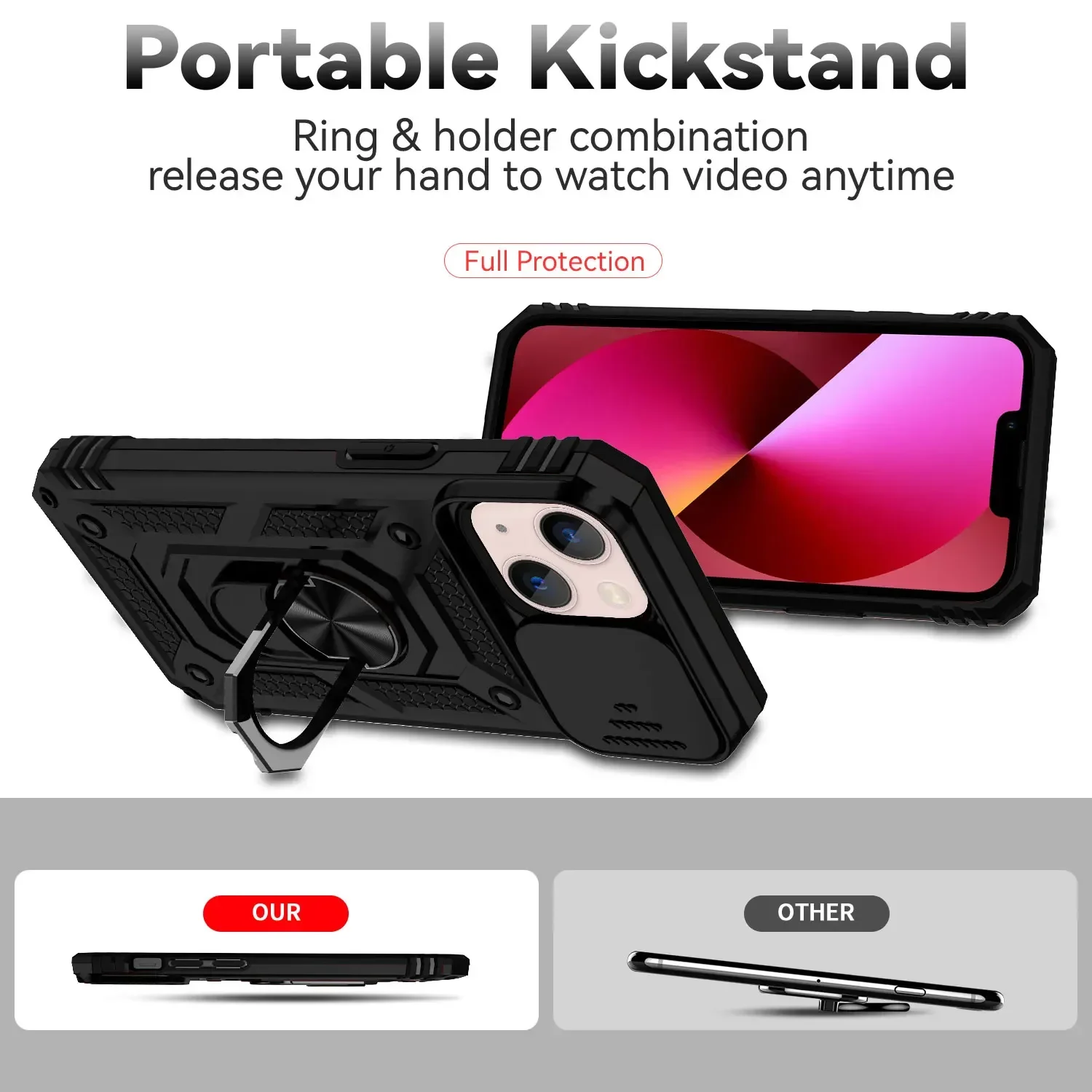 Armor Shockproof Magnetic Ring Stand Case For iPhone 15 14 Pro Max - Image 2