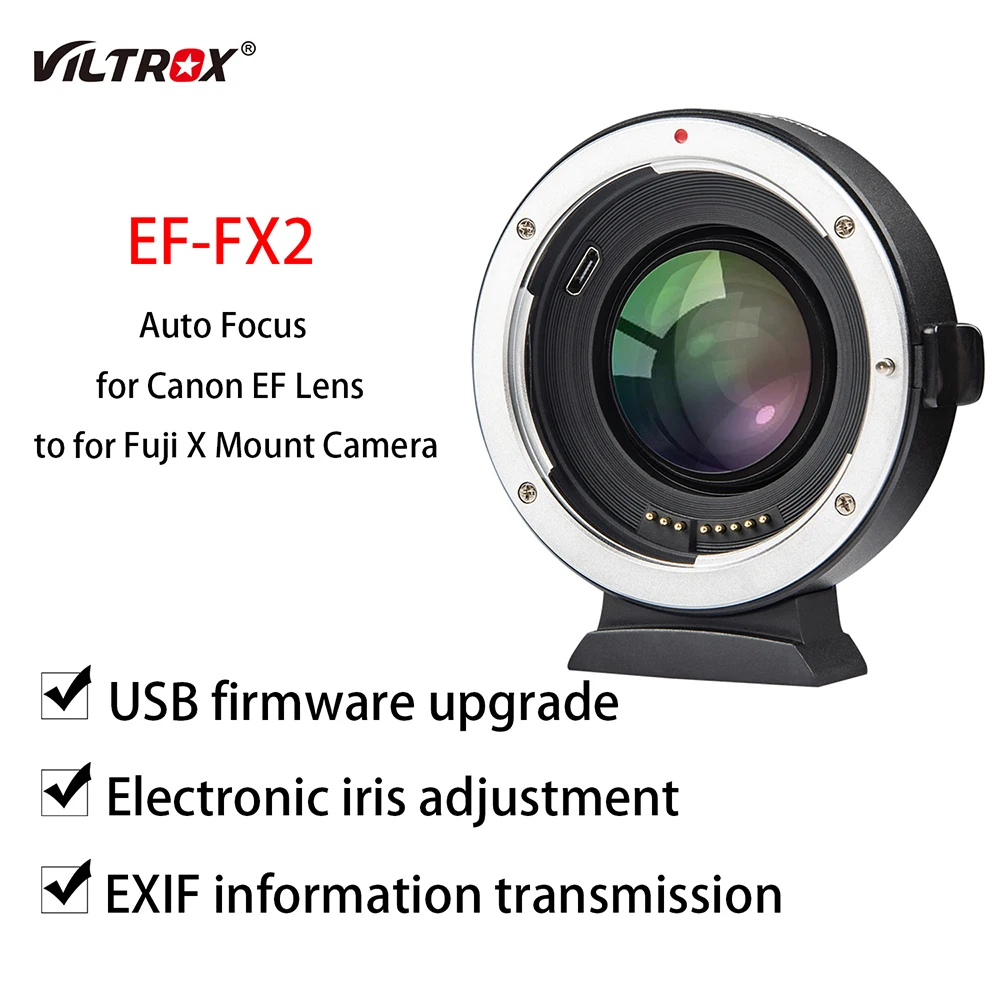 Viltrox Ef-Fx2 Adattatore Per Obiettivo Anello Riduttore Focale Booster Messa A Fuoco Automatica 0.71X Per Obiettivo Canon Ef Per Fotocamera Fuji X Mo