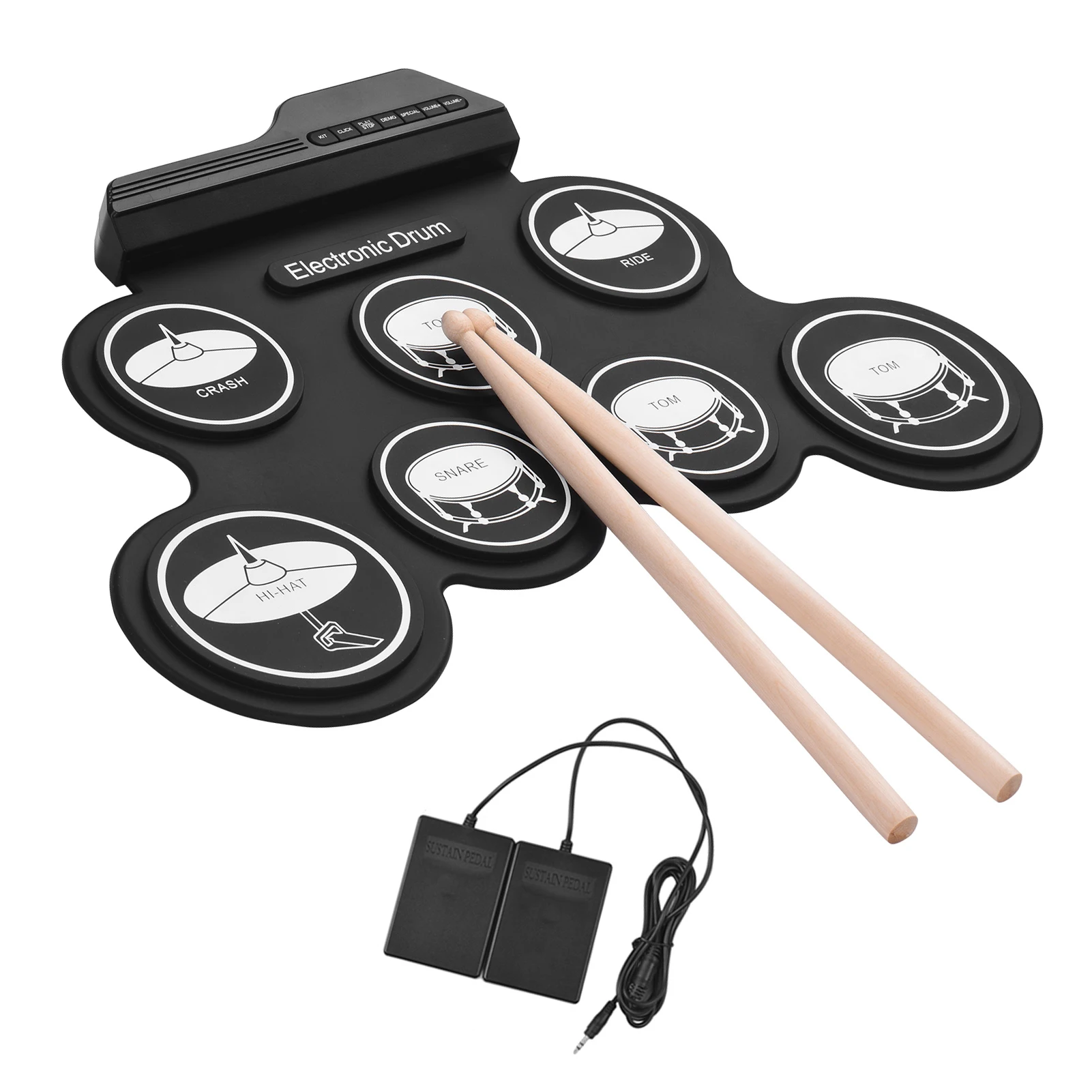 Electronic Drum Set USB Roll-Up Silicon Drums Pad Digital Foldable Electric Portable Compact Size Kit Hand Practice With Pedal portable drum pad virtual drum kit