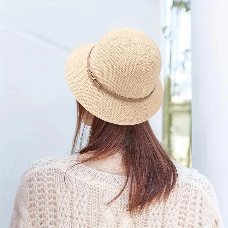 hats for women Sun protection all-match fisherman hat woven women's knitted hollow casual travel to make the face look smaller