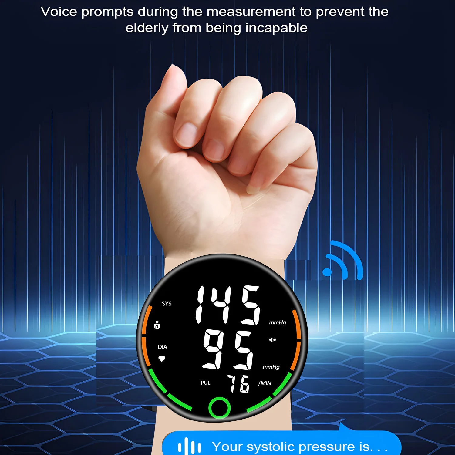 Automatic Digital Wrist Blood Pressure Monitor Sphygmomanometer Tonometer Tensiometer Heart Rate Pulse Meter BP Monitor Health