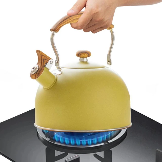 2.5L Stainless Steel Whistling Tea Kettle Induction Cooker Compatible Water  Kettle Loud Whistle Alert Wooden Handle Tea Pot - AliExpress