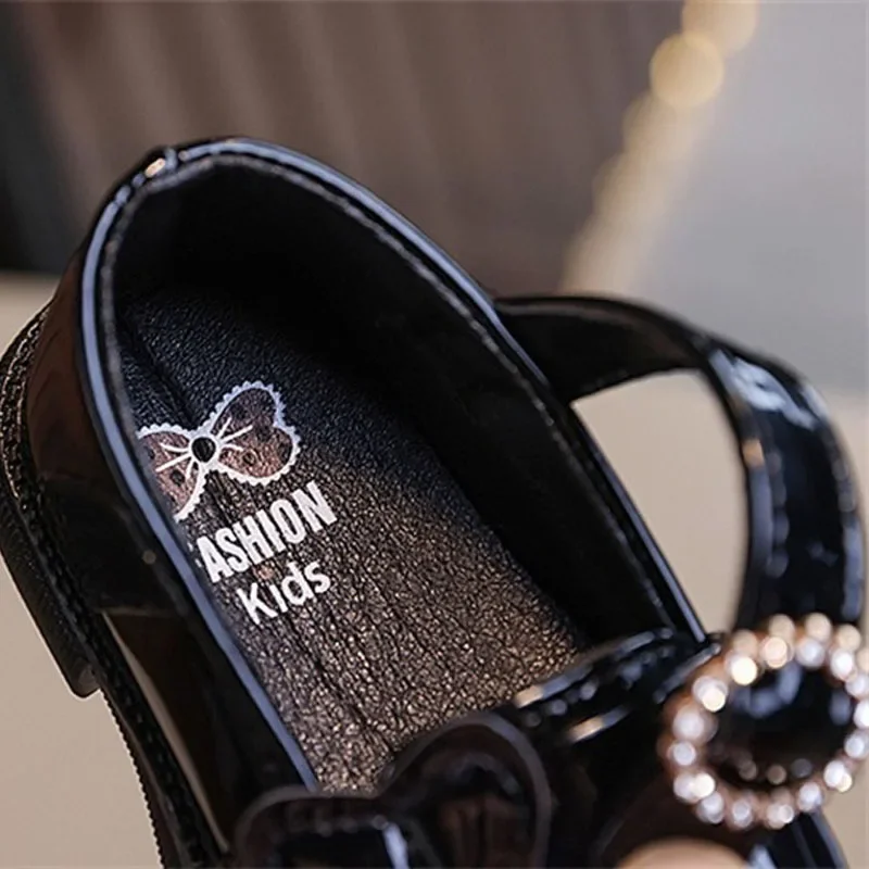 Crystal Girls Flats Shoes Kids Leather Shoes Baby Toddler Anti-Slippery Casual Footwear Child Single Infant First Walkers baby shoes soft sole shoes