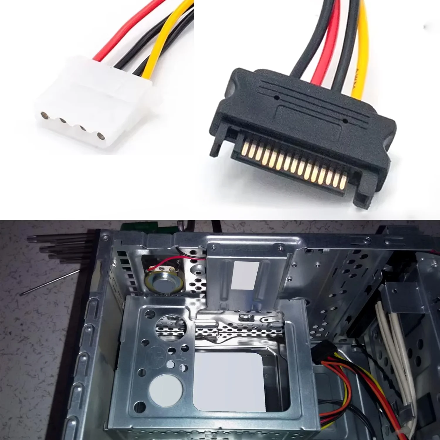 4핀 Molex IDE - 15핀 SATA 전원 케이블 (남성-여성) SATA 연장 코드 하드 드라이브 디스크 전원 공급 케이블 어댑터 (PC용)
