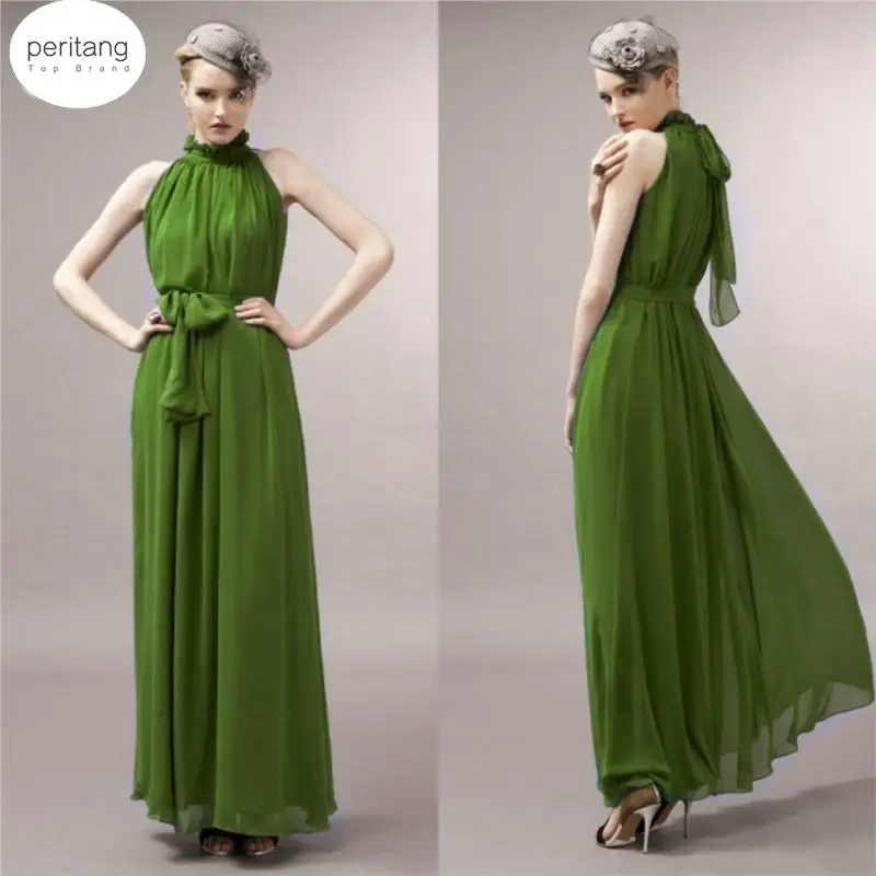

Summer Beach Long Dress Women Chiffon Dresses Halter Sexy Club Wear Party Elegant Maxi Dress Stand Collar Female