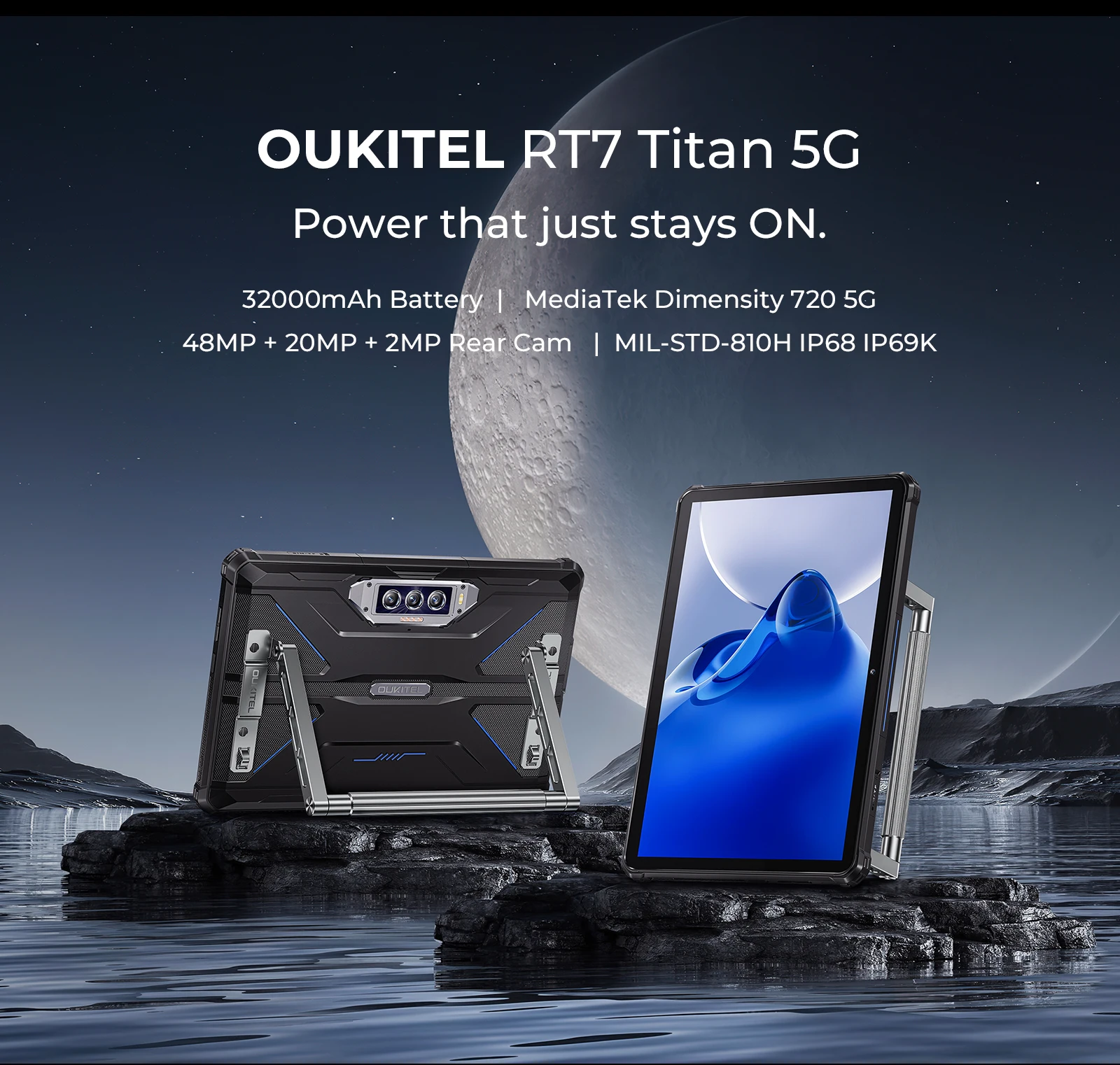 OUKITEL RT7 Tablet Rugerizada - Batería 32000mAh Rugged Tablet Android 13,  16GB RAM + 256GB ROM (1TB Ampliable) Tablet, 10.1 Pulgadas FHD+, Cámara  48MP+32MP Tablets PC, 4G Dual SIM/5G WiFi/Face ID/GPS 