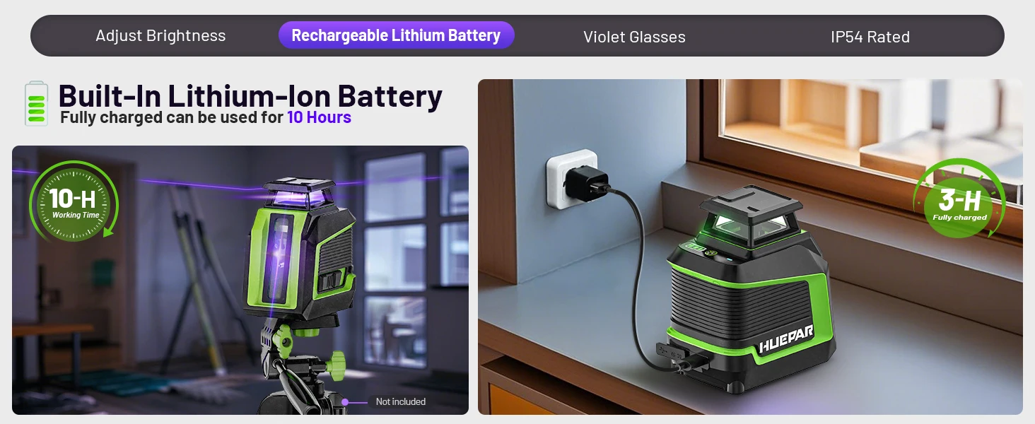 Purple Laser Level Horizontal Vertical Self-Leveling Cross Lines Laser Tool With