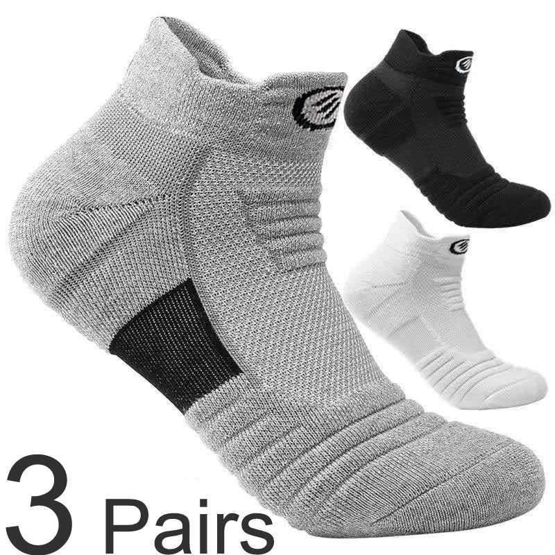 3 Pairs Sport Running Socks Men Women Cotton Socks Shock Absorption Moisture Wicking