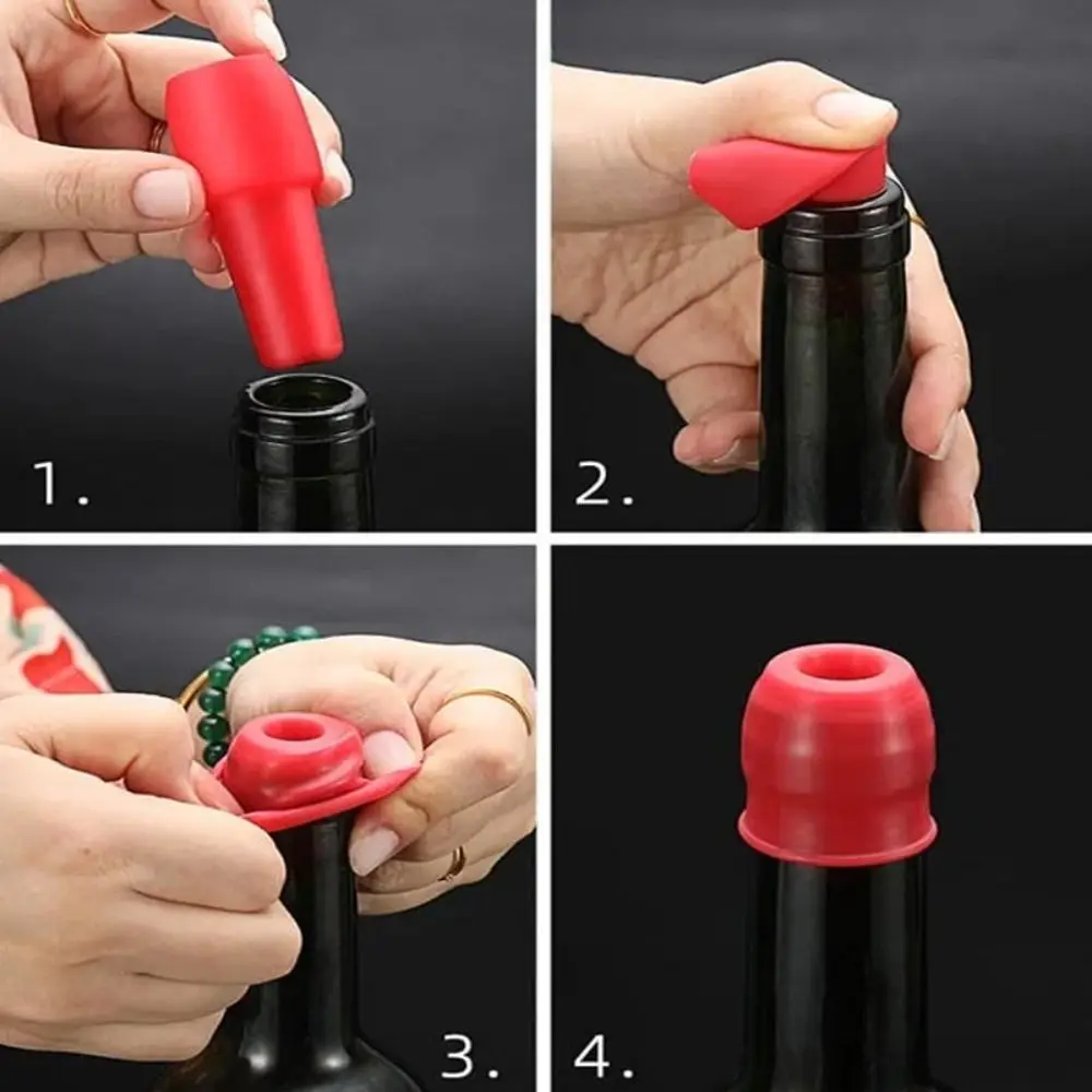 Silicone Wine Bottle Stopper Convenient Reusable Wine Sealer Creativity 4 Colors Sparkling Silicone Wine Stopper Kitchen Tools