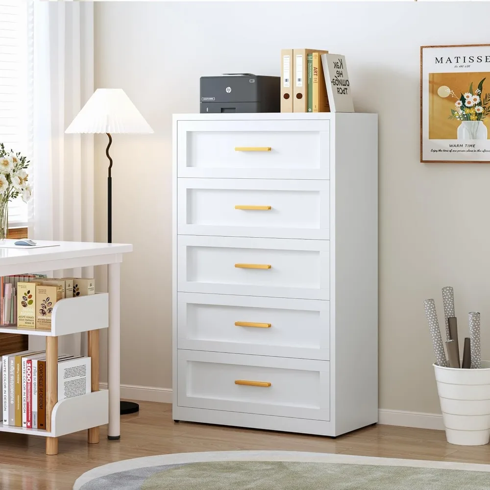 Drawer Metal Dresser for Bedroom, Tall White and Gold Dresser for Closet, Metal Chest of Drawers, Dressers & Chests of Drawers 6