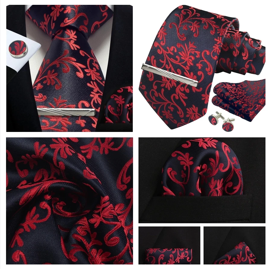 Herren Gold schwarz Paisley Seide Krawatte für Männer Luxus Geschenk klassische Krawatte Taschentuch Manschetten knöpfe Krawatten klammer Set formale Hochzeit Accessoires – Detail 12