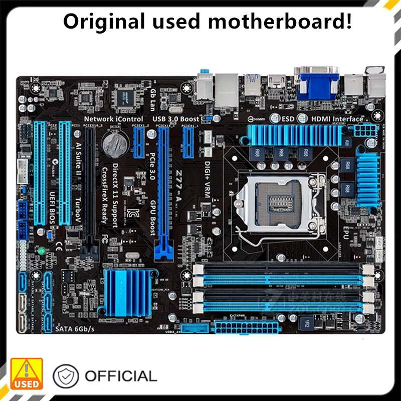 

Z77A For Z77-A Motherboard LGA 1155 DDR3 For Intel Z77 P8Z77 Desktop Mainboard SATA II PCI-E X16 Used