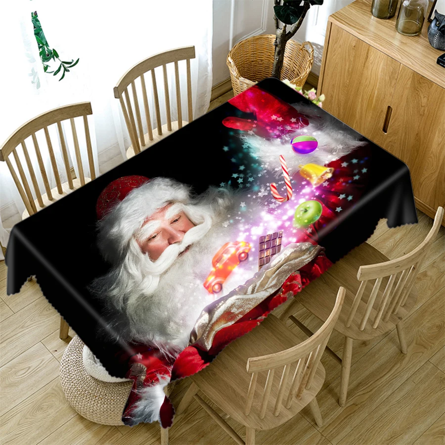 Christmas Tablecloth Santa Claus and Gift Pattern Rectangular Tablecloth Waterproof and Oilproof Manteles стол Tapete