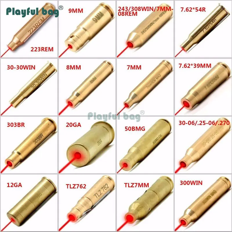 Laser Bore Sight Tactical Red Laser Bore Sighter For 9MM 7.62x39MM 7MM 223REM 8MM 7.62x54MM Hunting Laser Collimator with Battery AQB135