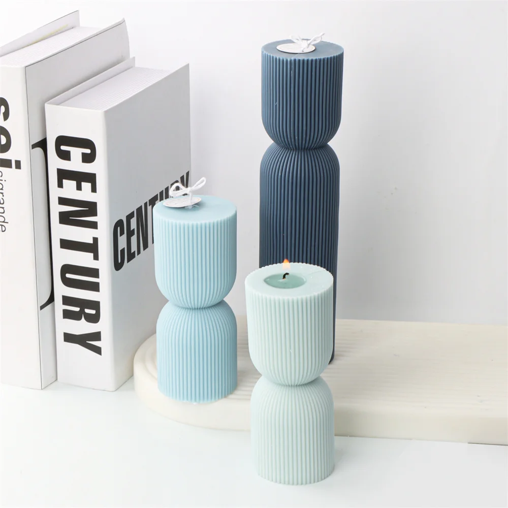 

Изготовление соевого воска, искусственная геометрическая форма в виде ряби, уникальная форма в виде полосатых свечей «сделай сам», большая ...