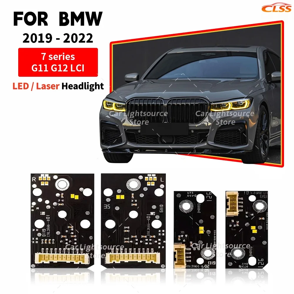 BMW 7 시리즈 G11 G12 LCI 730i 740i 레이저 헤드라이트용 CSL 옐로우 엔젤 아이 LED DRL 보드, 블루 레드 주간 주행등 모듈