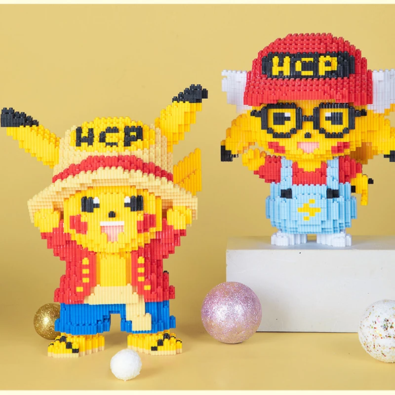 

Pokemon Pikachu Building Blocks Micro Brick Nanoblock Small Building Pikachu Cosplay Animal Model Education Toys For Kids Gift