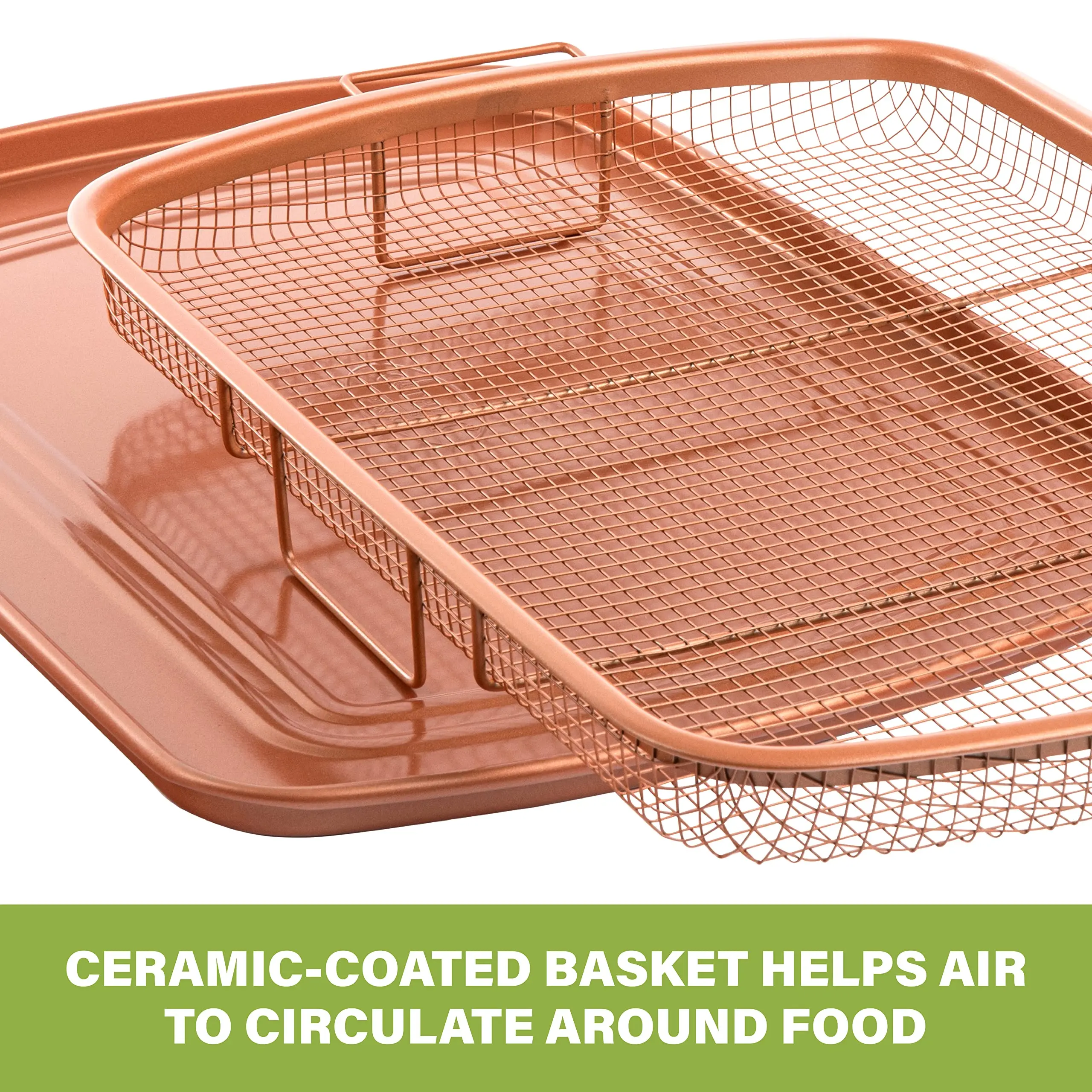 Oven Baking Tray Piece Nonstick Copper Crisper Tray And Basket