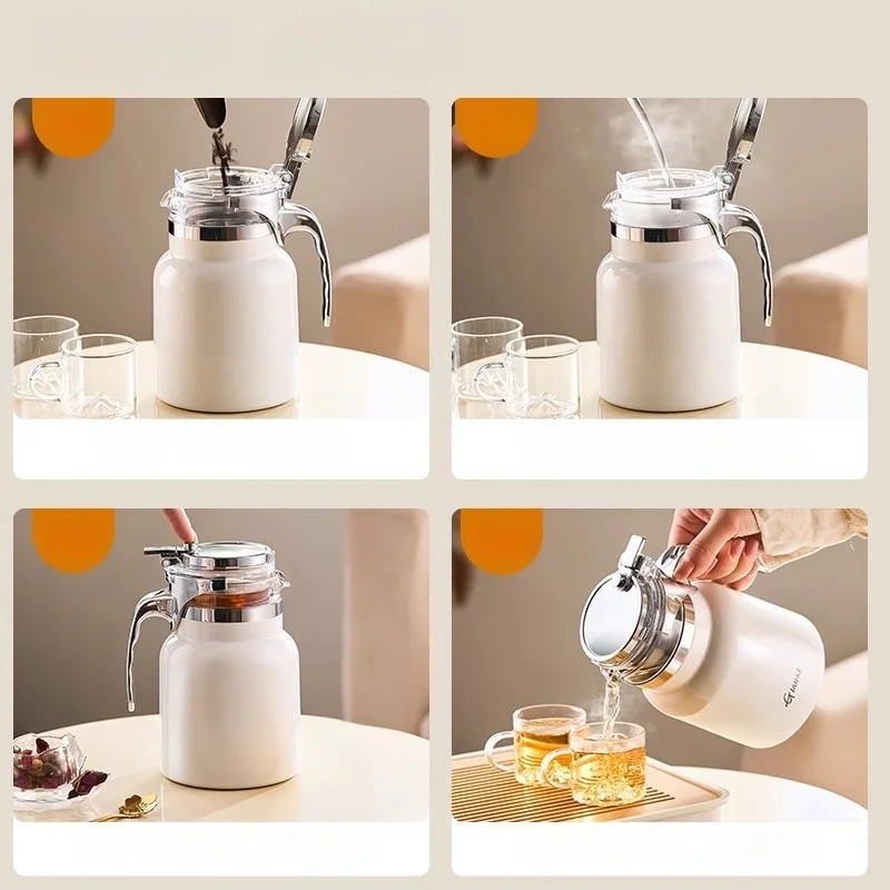 Gianxi Stainless Steel Tea Pot Vacuum Flasks Tea Water Separation Filter Teapot Large Capacity Home Kettle One Button Press
