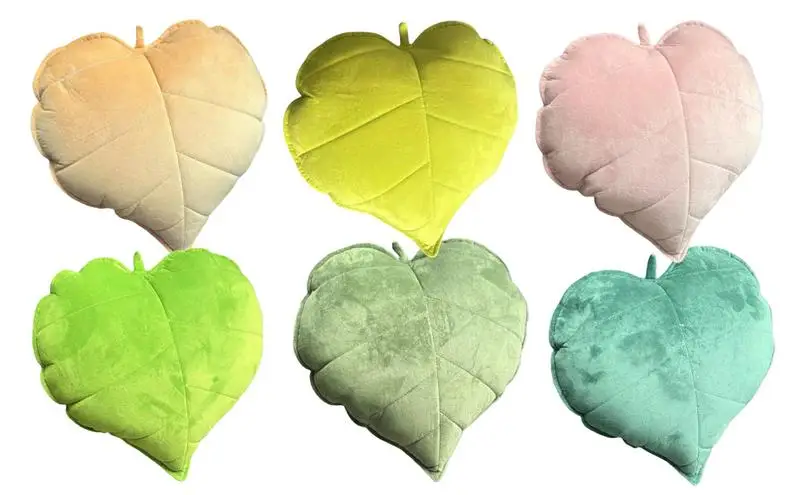 

Мягкая пушистая Эстетическая подушка в форме листа, декоративная подушка с растениями для спальни, креативное украшение для дома