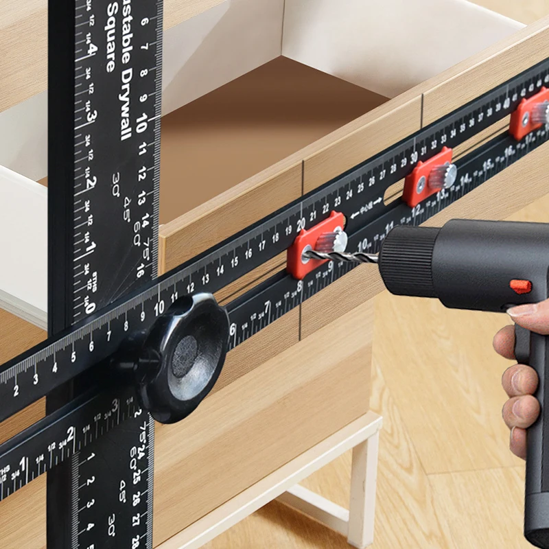 thumbnail image 2 of 26 Inch Aluminum T-Square Ruler - Drilling Positioning Jig For Woodworking & Cabinetry 2 of 13