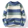 Men's Striped Sweater O-Neck Casual Knit Pullovers Fashion Long Sleeve Knitted Sweater Men Autumn Winter Warm Y2K Knitwear Tops 1