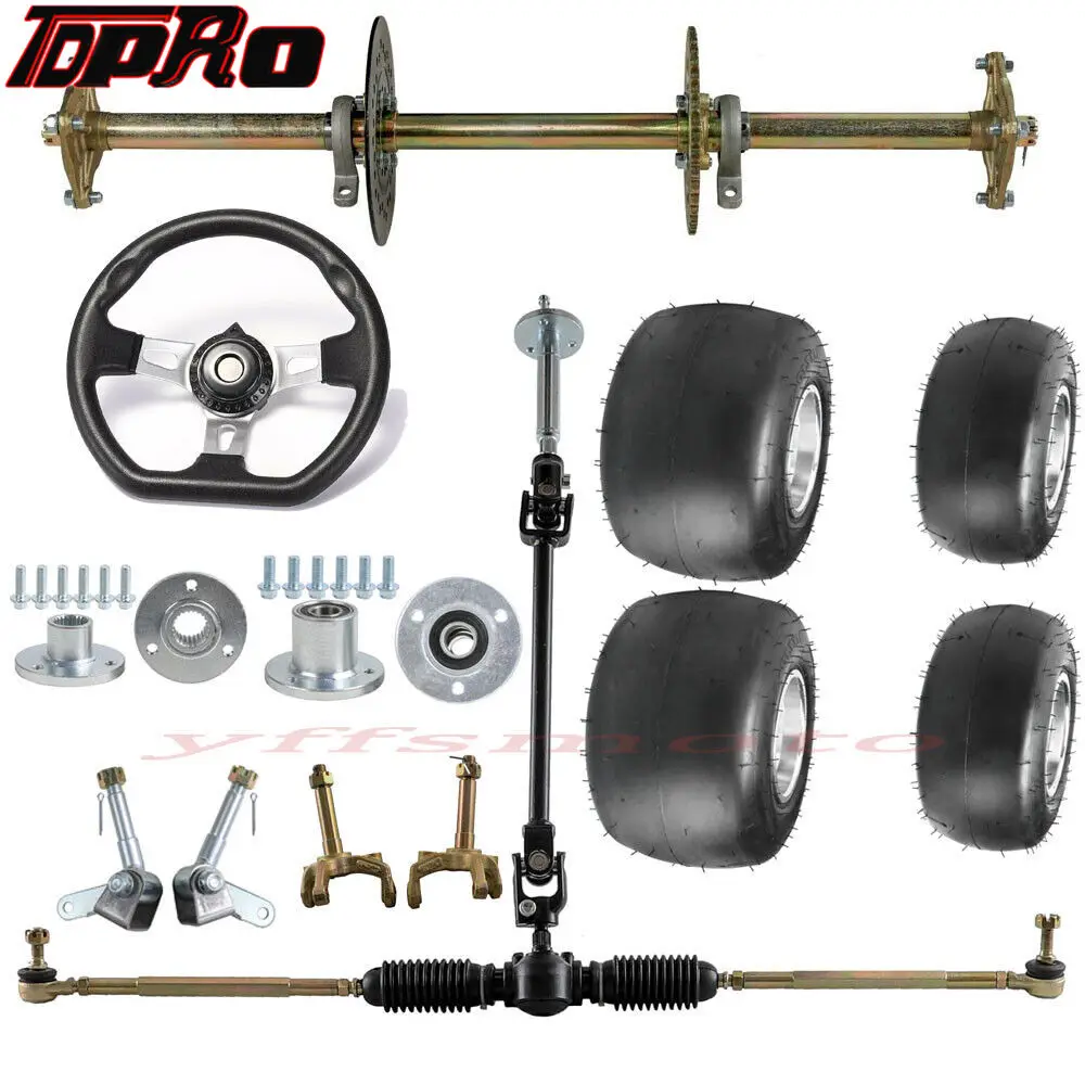 810mm kart  Rear Axle Kits / 5\'\' Tyre / Steering Wheel /Hub for Go Kart Cart Cart Trike ATV Four Wheeler Mini  Trike Drift