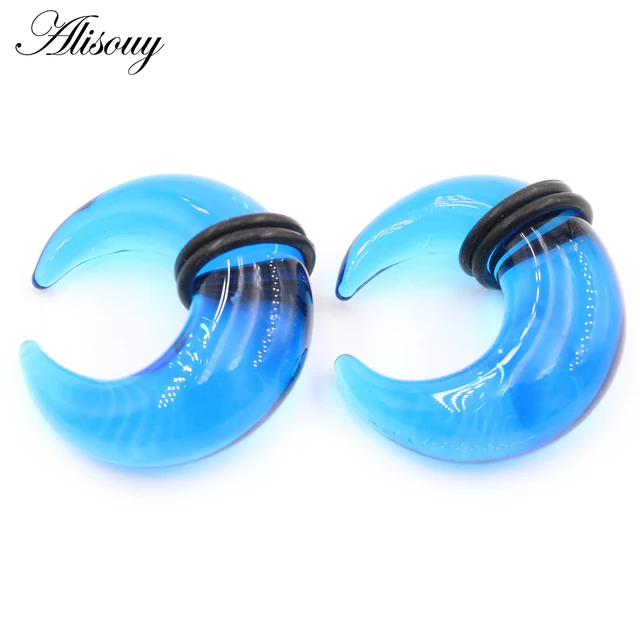 BOKABOO 7Pcs Glass C Shape Septum Stretching Kit Set - 14G To 2G, Buffalo Septum Retainers Rings