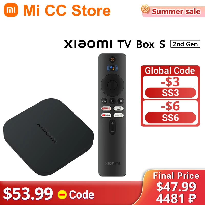  [World Premiere] Xiaomi Mi TV Box S 2nd Gen Global Version  4K Ultra HD Streaming Media Player Google TV HDR 2GB 8GB BT5.2 