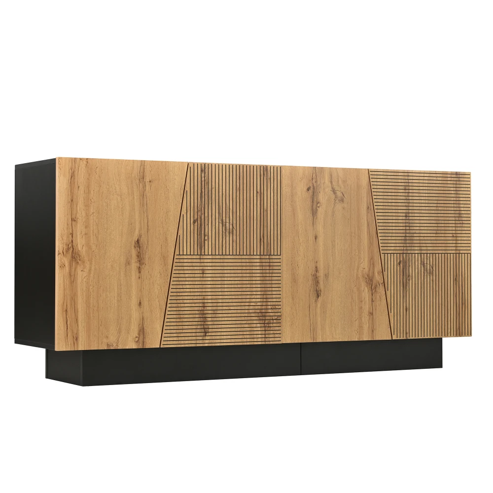 Modernes Seitenbrett 160 cm mit großem Stauraum, geometrischem Design und verstellbarem Einsatzboden – Aufbewahrungsschrank für das Wohnzimmer – Detail 17