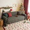 Christmas Plaid Couch Cover with Tassel Washable Sofa Covers Couch Furniture Protector Seat Slipcover Sofa Towel for Living Room 2