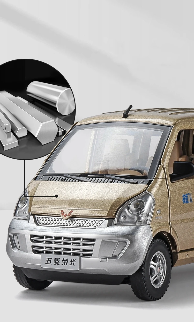 1:24 Wuling Rongguang Van Alloy Car Model Diecast Metal Toy Vehicles Model Sound And Light Simulation Collection