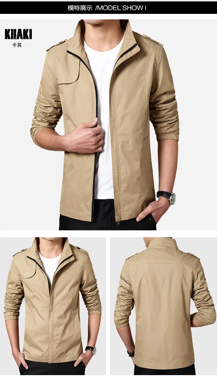Description Picture 6 of itemMale Casual Quality Print Men Spring Jackets and Coats Jaqueta Masculina Slim Fit Zipper Jacket Hombre Windbreaker Coat Clothes
