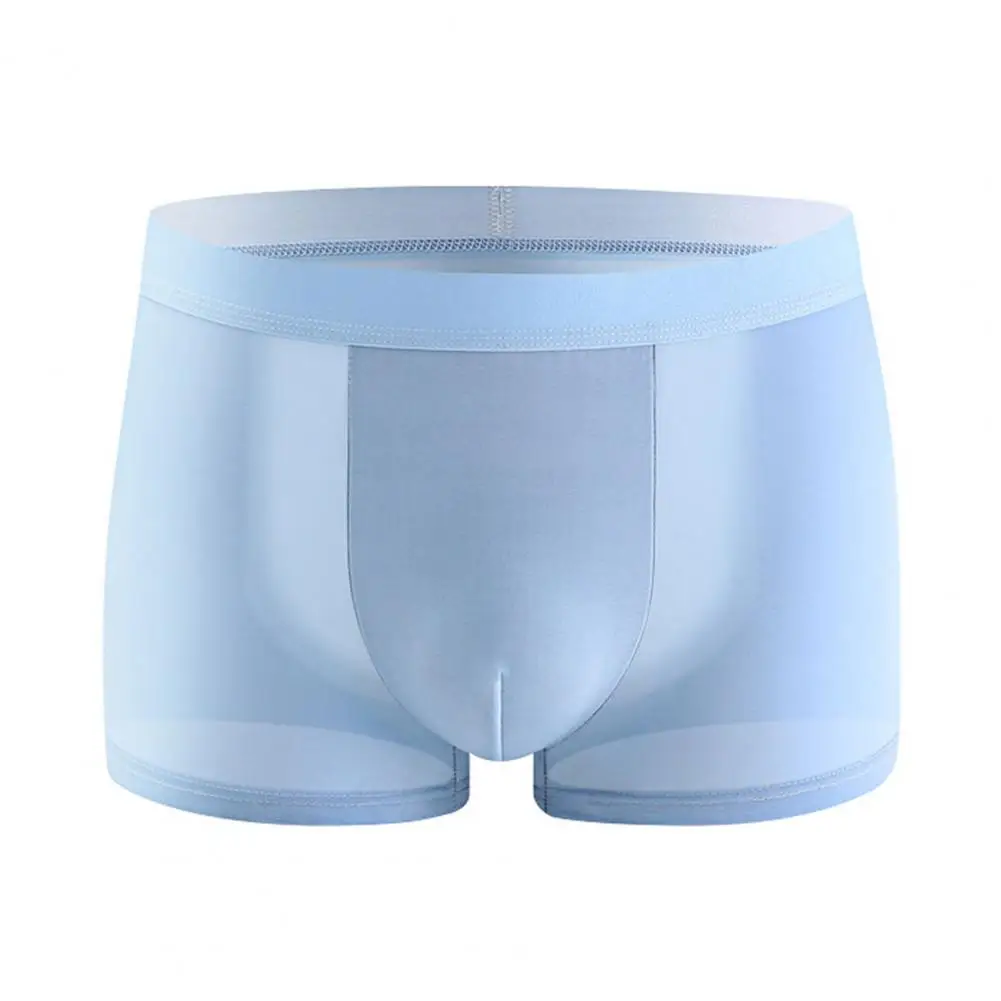 

Comfortable Underpants Wide Waist Band Sweat Absorbing Stretchy Ice Silk Men Boxers Briefs