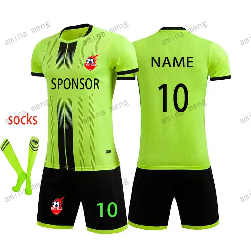 DIYChildrenMenBoysSoccerClothesSetsShortSleeveKidsFootball