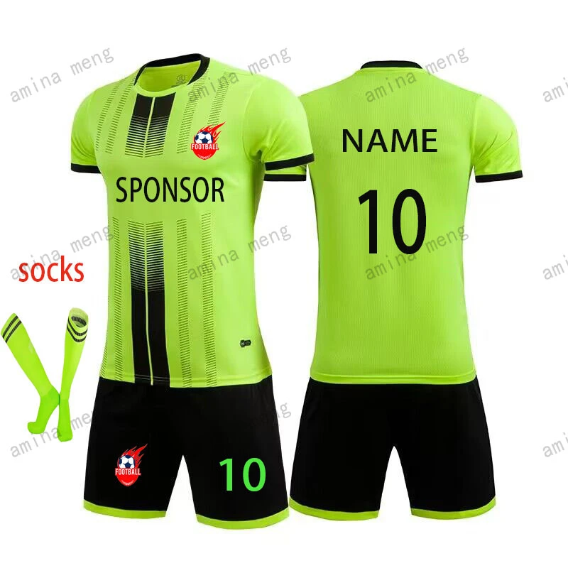 DIY Children Men Boys Soccer Clothes Sets Short Sleeve Kids Football