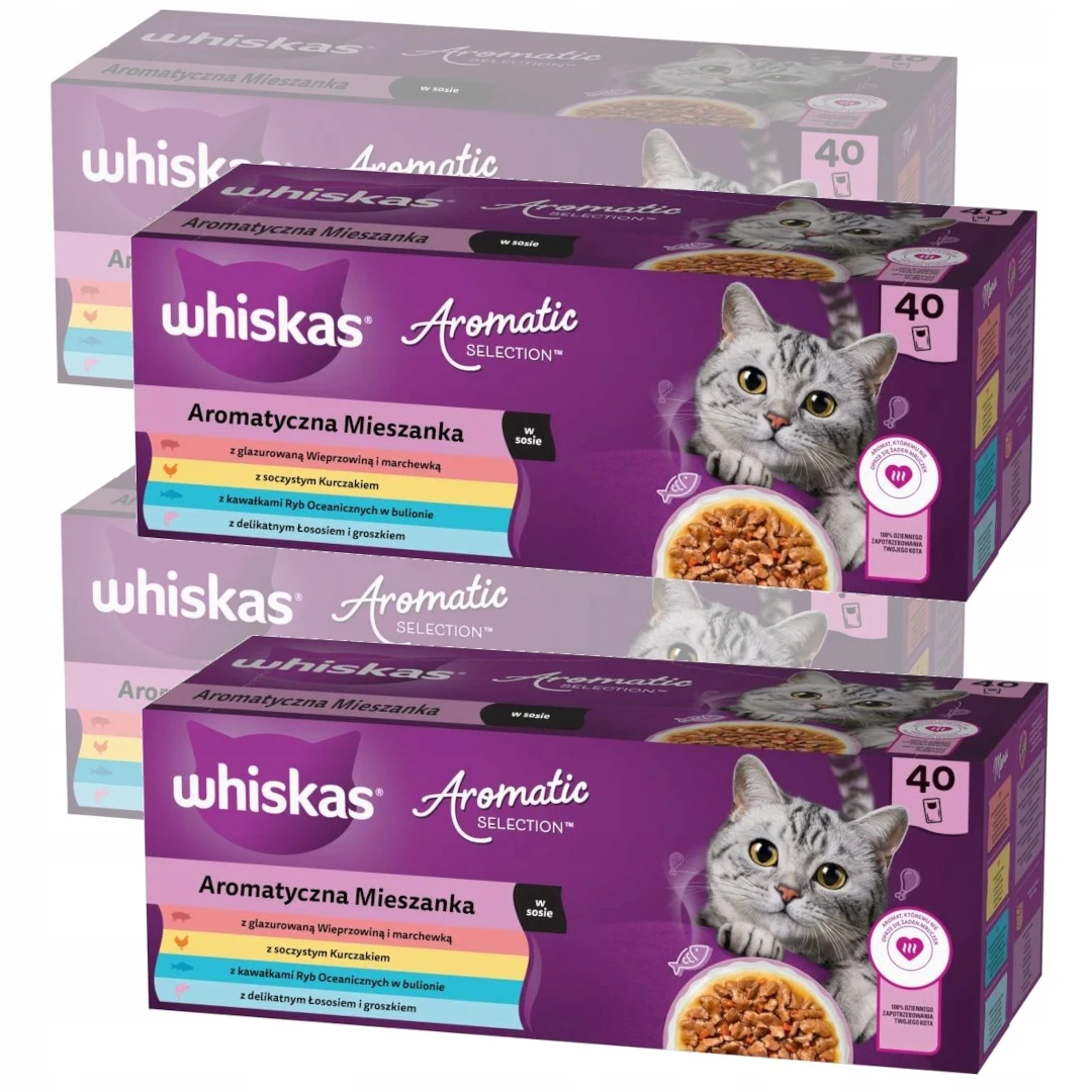 Whiskas Aromatyczna Mieszanka Saszetki 160x85gz Polski za $48.1 / ~180zł