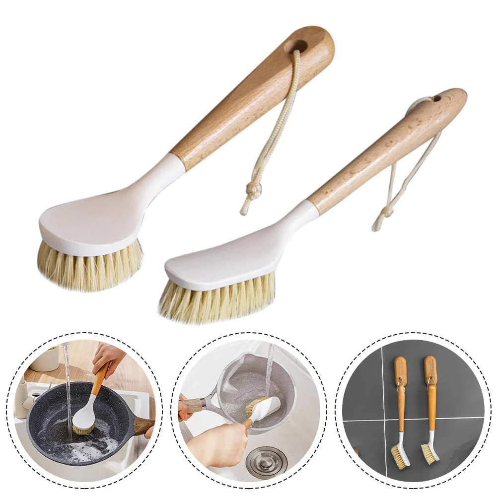 

Pot Brush Cleaning Brush Bamboo Handle Cleaning Brush For Dish Pot Kitchen Sisal Bristles Brush Cleaning Products
