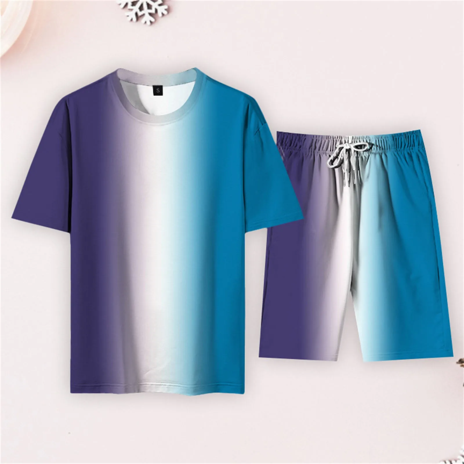 Chándal informal con estampado degradado de Color sólido para hombre, pantalones cortos de manga corta, conjunto de chaleco, traje completo, trajes de graduación y