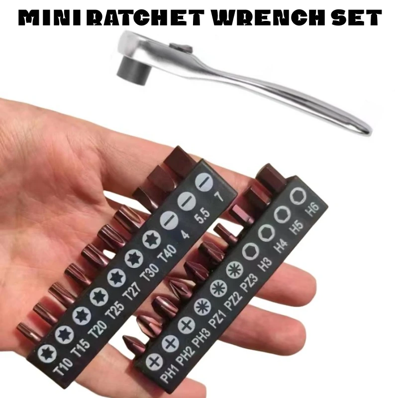 Mini ratchet wrench Screwdriver bit Quick bidirectional ratchet L Screwdriver set Socket wrench Multifunctional Manual tool set
