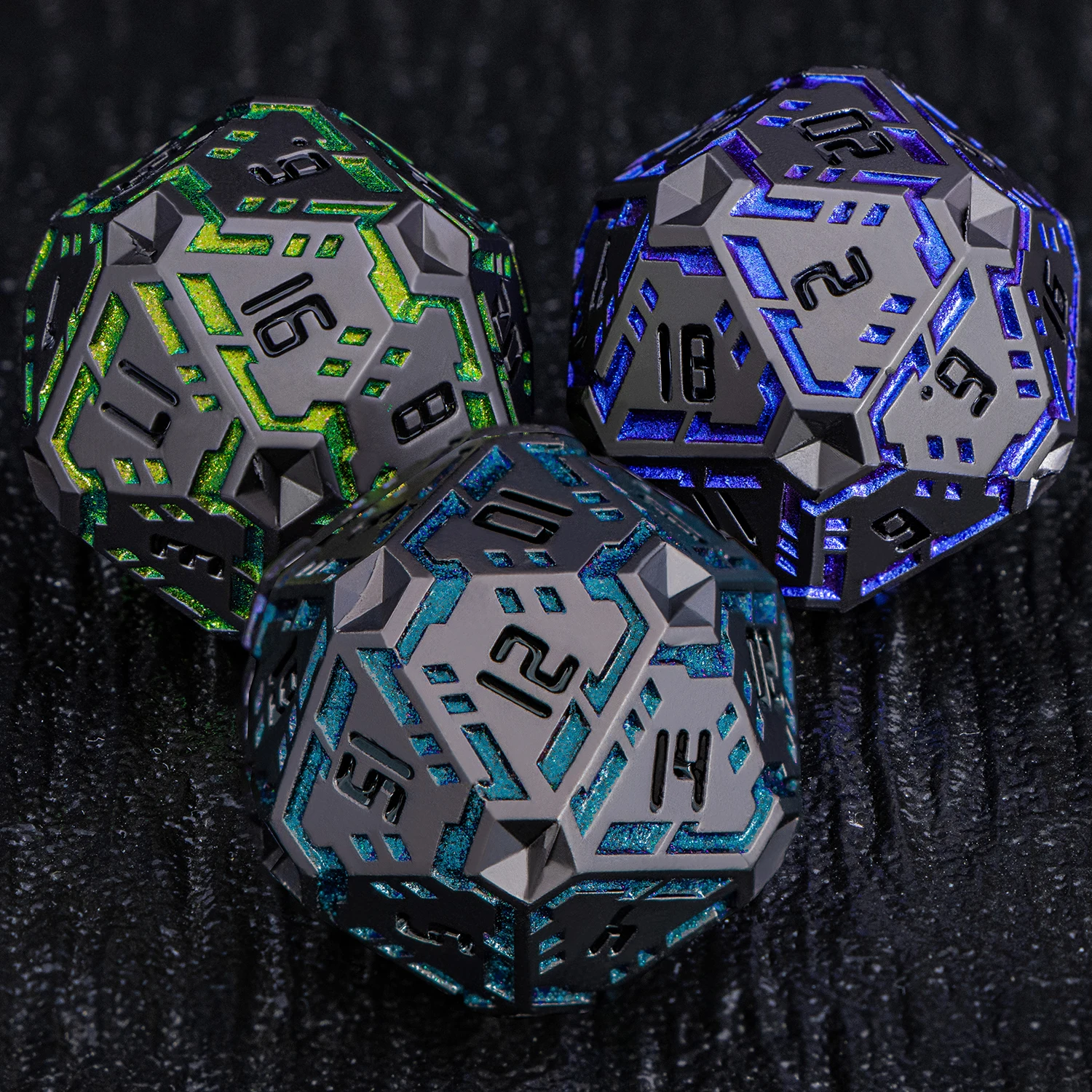 7개입 스트라이프 무늬 D20 DND 금속 날카로운 모서리 주사위 세트 D&D 던전 앤 드래곤 패스파인더 D+D 다면체 롤플레잉 게임 D&D 주사위