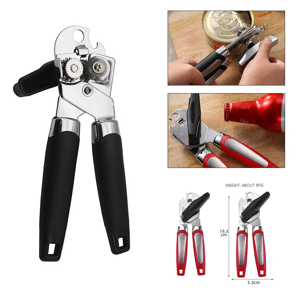 1pc Stainless Steel Effortless Can Opener With Non-slip Handle