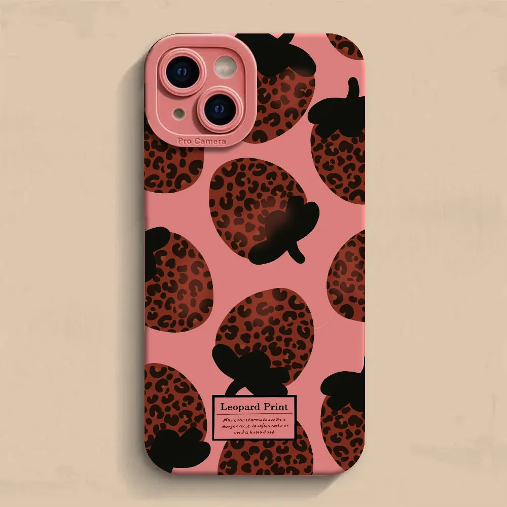Strawberry Leopard Print Phone Case For Iphone Protective Cover_voghion.com